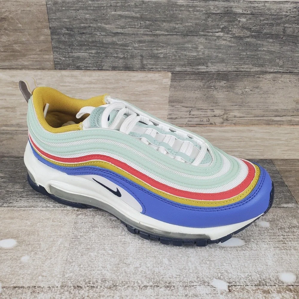 Nike Air Max‎ 97 Shoes Womens Sz 6 Athletic Running Multicolor Summit White Blue